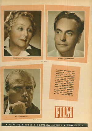 Okładka magazynu FILM nr 49/1954 (314)