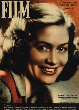 Okładka magazynu FILM nr 7/1948 (39)
